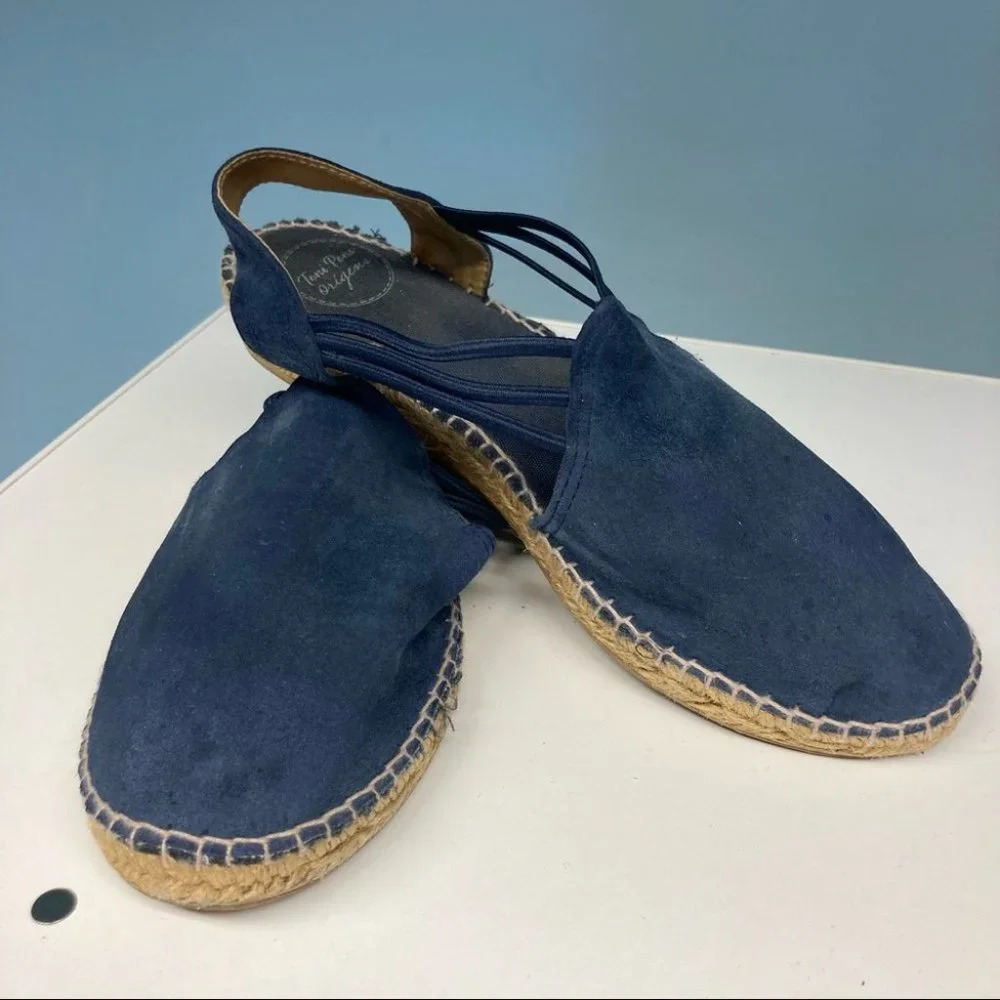 TONI PONS Sz  41 Nuria Espadrilles Blue Suede Comfort Elastic Shoes